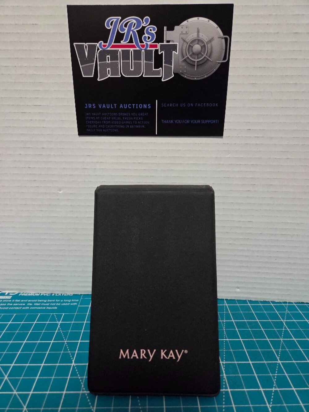 Vintage Mary Kay Compact Mirror Black Folding Make Up Tray Standing Travel Case